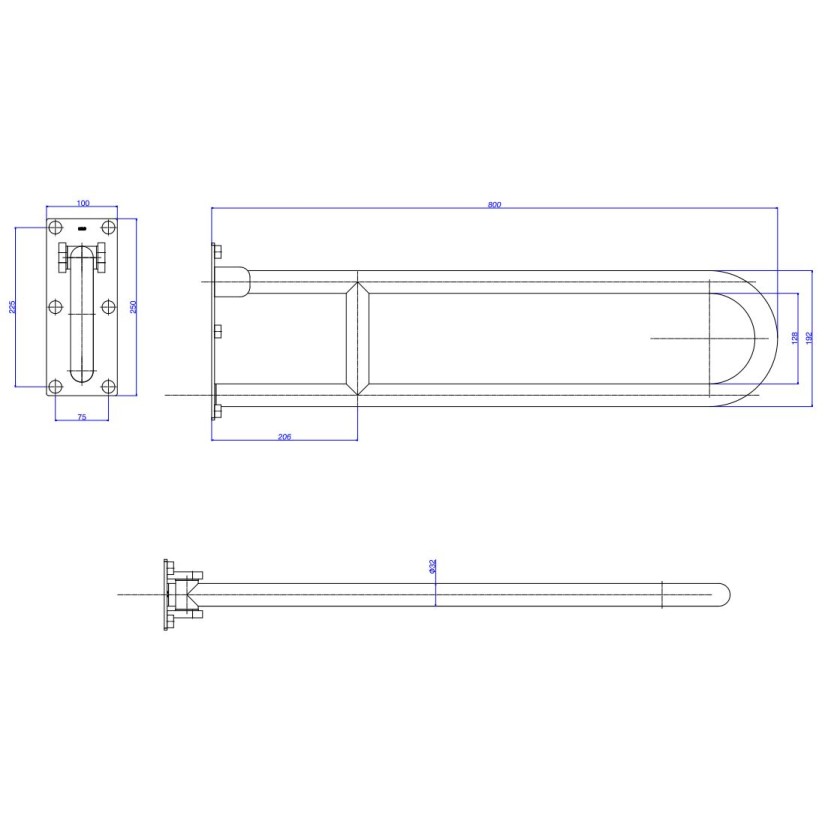 Barra De Apoio Lateral Articulada Deca Conforto 80cm Aço Polido 2315.I.080.POL.N