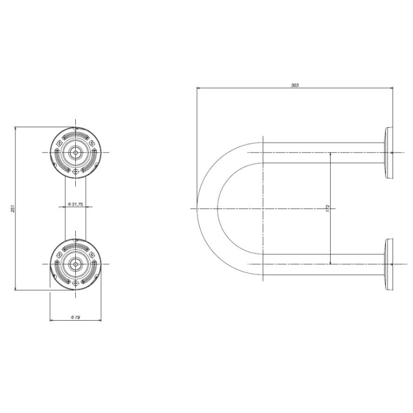 Barra Lateral Fixa 30cm Deca Conforto Aço Polido 2373.I.030.POL