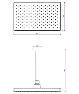 Chuveiro Retangular Tubo de Teto Flex Max Black Matte Deca 2086.BL.TET.MT