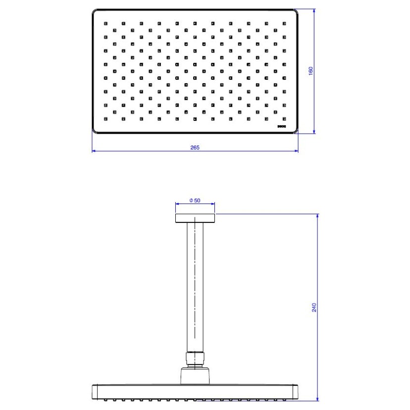 Chuveiro Retangular Tubo de Teto Flex Max Summer Gold Deca 2086.SM.TET.MT