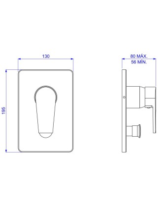 Acabamento Monocomando 4 vias para Chuveiro e Banheira Level  Black Noir 4994.BL26.NO