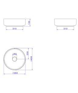Cuba de Apoio Redonda 40cm Soft Antracite Deca Slim L.12040.85