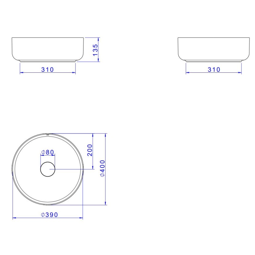 Cuba de Apoio Redonda 40cm Branco Deca Slim L.12040.17