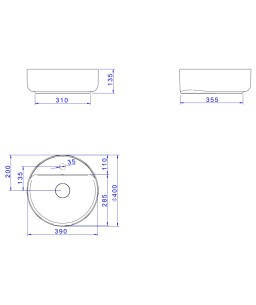Cuba de Apoio Redonda 40cm com Deck Branco Deca Slim L.12040.M.17