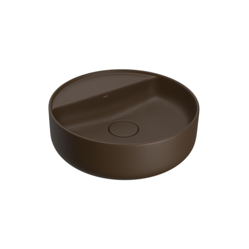 Cuba de Apoio Redonda 40cm com Deck Marrom Fosco Deca Slim L.12040.M.22