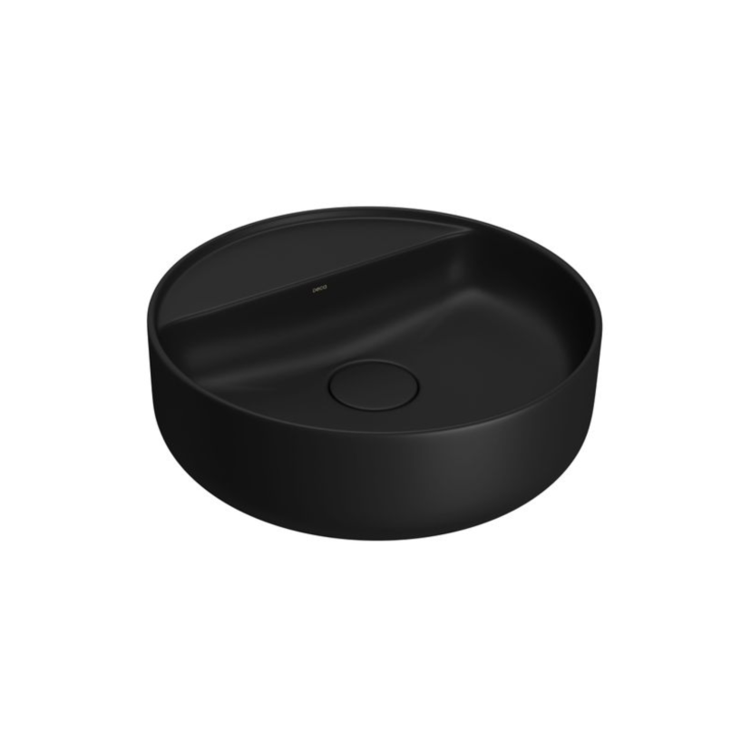 Cuba de Apoio Redonda 40cm com Deck Ébano Fosco Deca Slim L.12040.M.94