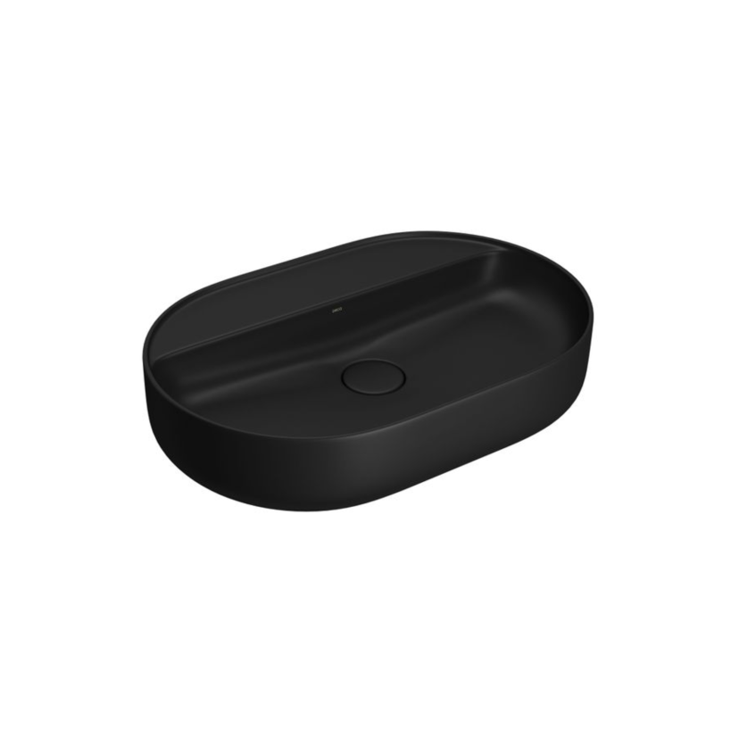 Cuba de Apoio Oval com Mesa 60cm Ébano Fosco Deca Slim L.14060.M.94