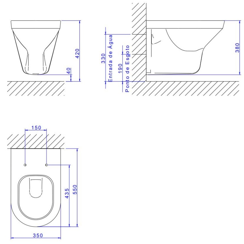 Bacia Convencional Suspensa Branco Nuova Deca P.132.17
