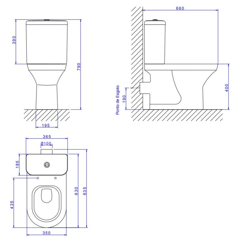 Bacia para Caixa Acoplada com Saída Horizontal Branco Nuova Deca P.133.17