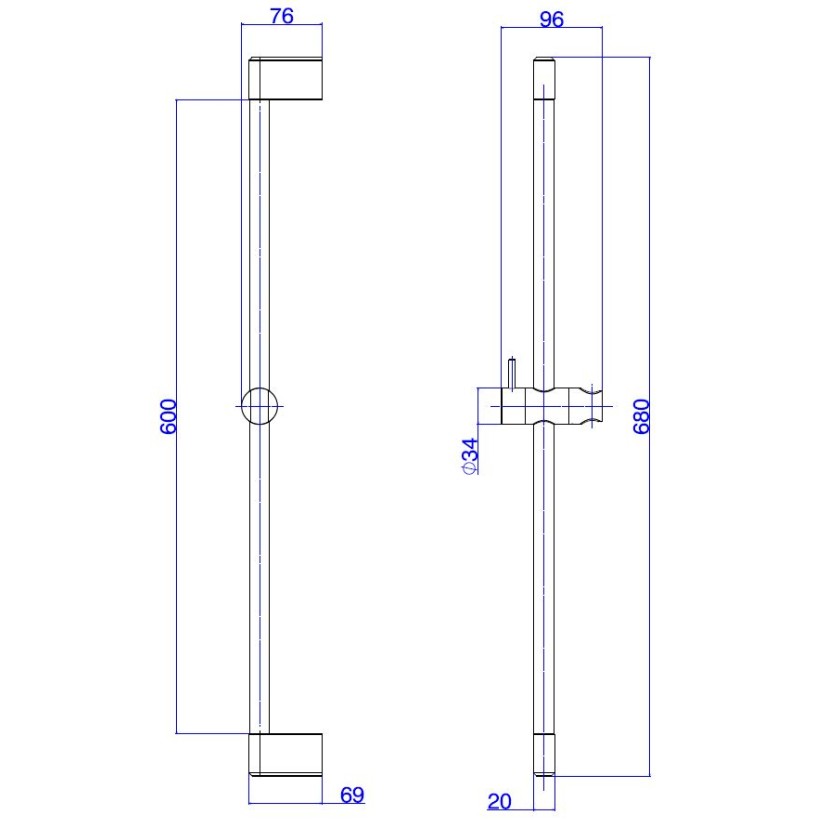 Barra Deslizante Black Matte Deca You - 1980.CT104.MT