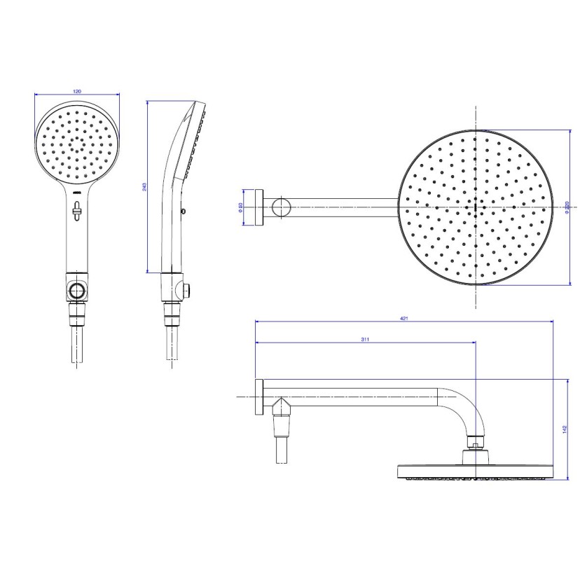 Chuveiro Redondo Parede Com Desviador e Ducha Manual Flex Max Summer Gold Deca 2085.SM.DES.MT