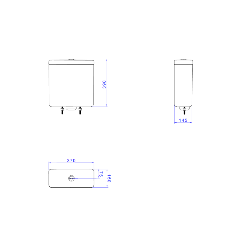 Caixa Acoplada Monocromática com Acionamento Duo Deca Axis Ébano Fosco CD.21F.EBFC.94