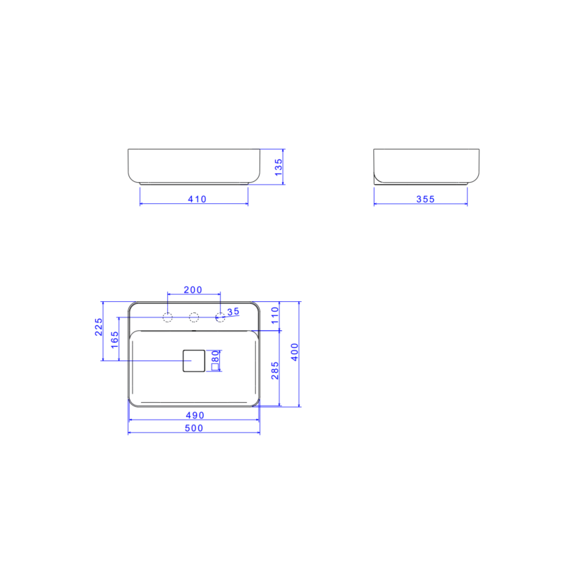 Cuba de Apoio Retangular com Mesa 50cm Branca Deca Slim L.13050.M.17