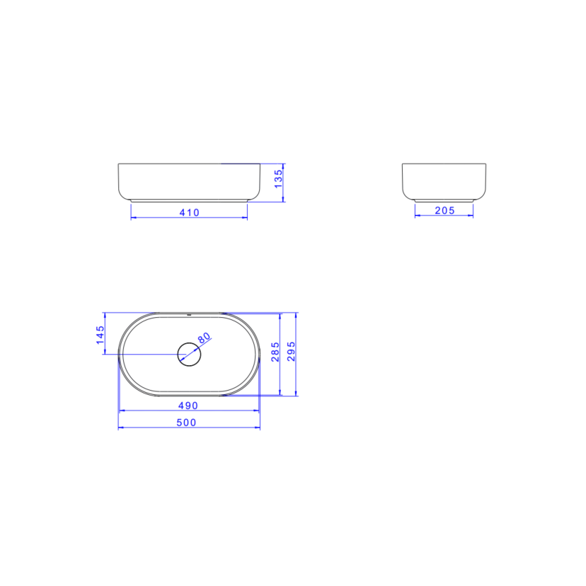 Cuba de Apoio Oval 50cm Soft Antracite Deca Slim L.14050.85