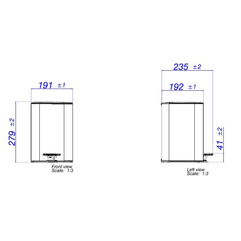 Lixeira Quadrada com Pedal 5L Deca Inox 1005.QUA.5.INX