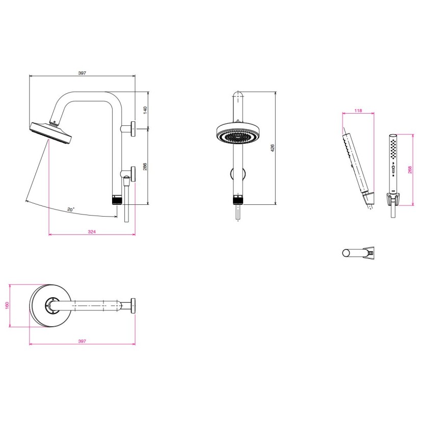 Chuveiro com Desviador Redondo de Parede Cromado deca Select Eco 1932.C.DES
