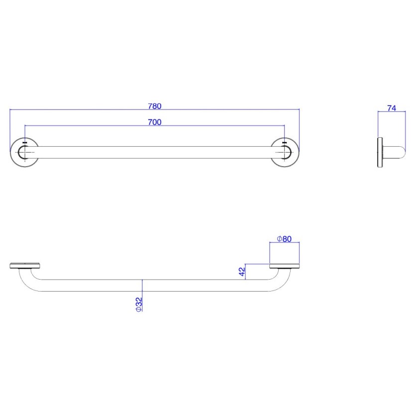 Barra de Apoio 70cm Conforto Deca Black Matte 2310.BL.070.MT