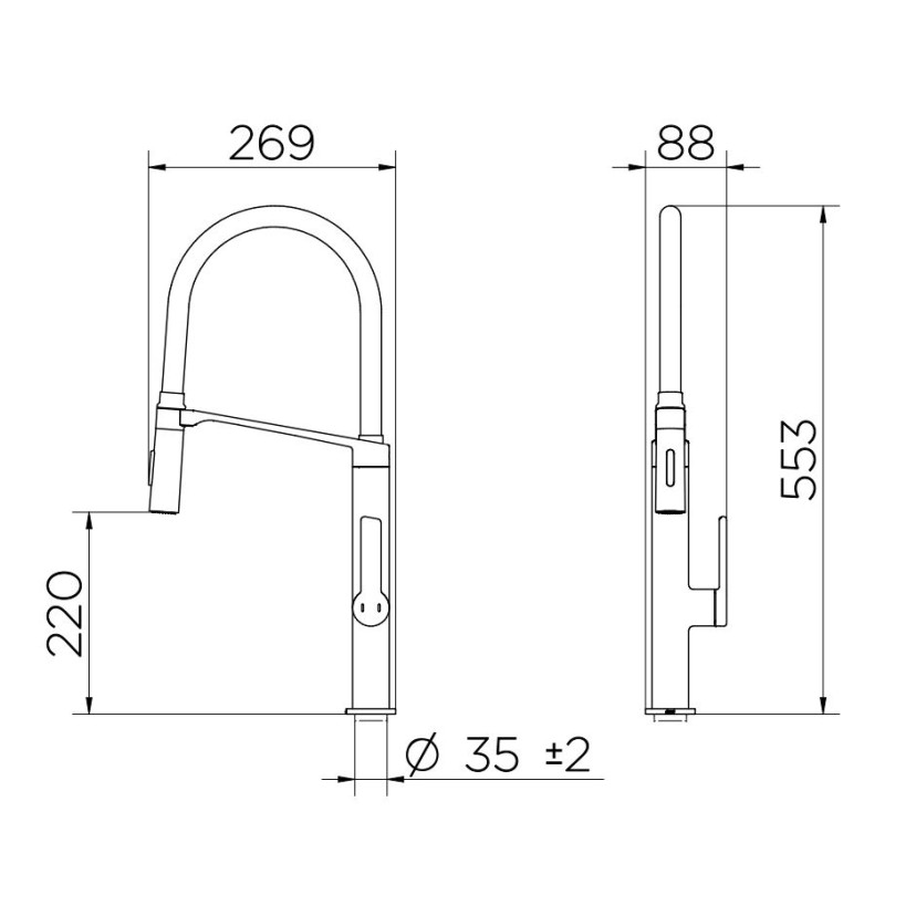 Monocomando para Cozinha Ônix com Mangueira Preto Doc 90006957156