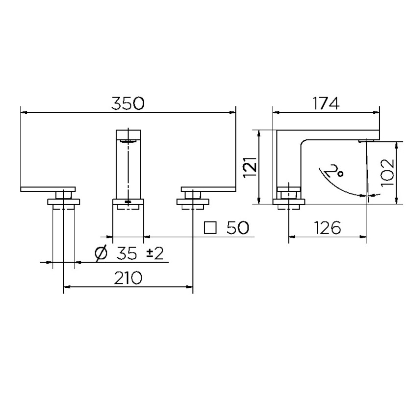 Misturador para banheiro New Edge cobre polido 00925230