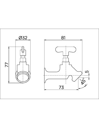 Torneira angular 1122 para jardim 1/2" e 3/4" latão 20000206