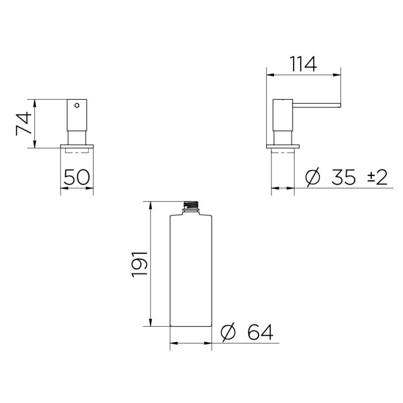 Dispensador de detergente redondo para cozinha Inox Escovado 90021184016