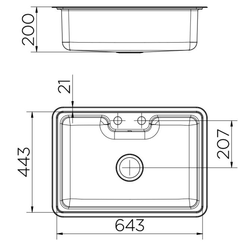 Cuba de Sobrepor/Embutir 64x44 para Cozinha DocolMassima Aço Inox 90016115016