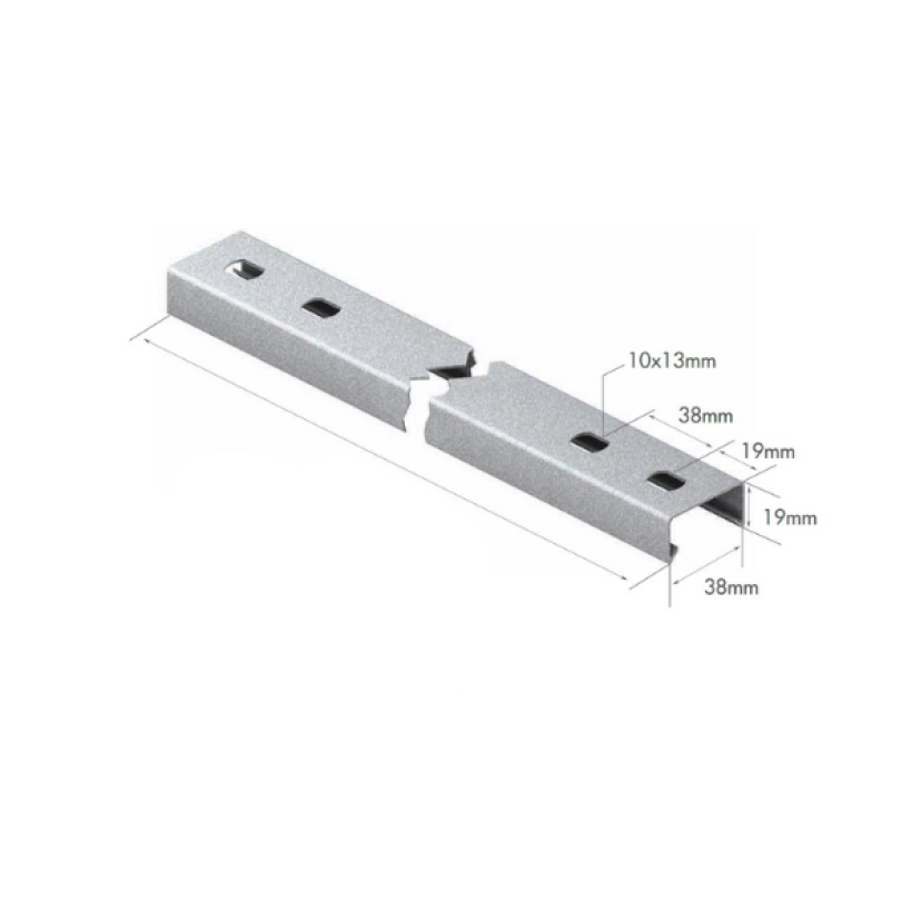 Perfilado Perfurado 19×38mm Chapa 22 com 3 metros
