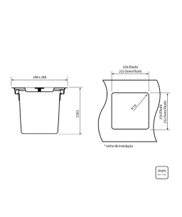 Lixeira de Embutir em Aço Inox Clean Square 5 Litros 94518/205