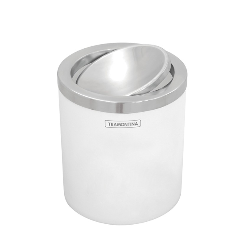 Lixeira Branca e Inox Polido Basculante 94540/026 