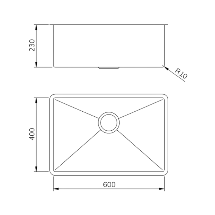 Cuba de Embutir ou Sobrepor Mekal Retta LR-60 Aço Inox Escovado - 90020502016