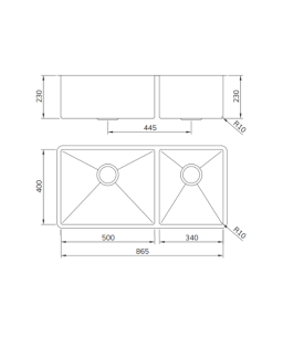 Cuba Dupla de Embutir ou Sobrepor Mekal Retta LR-50/34 Aço Escovado - 90010359016 