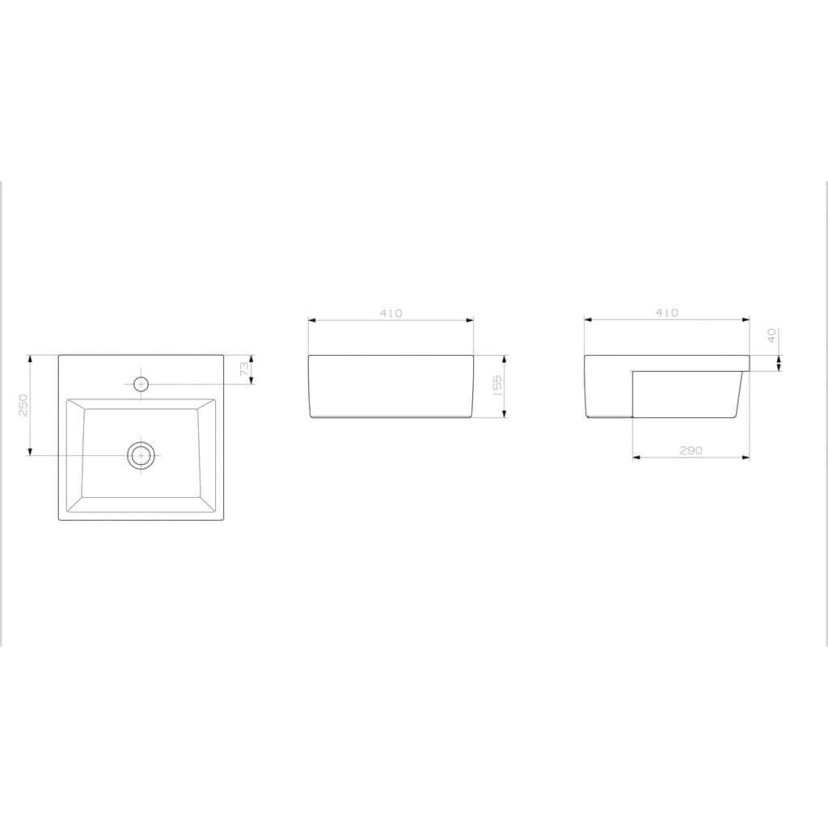 Cuba de Semiencaixe 410X410 com Mesa Loft Q2 Incepa