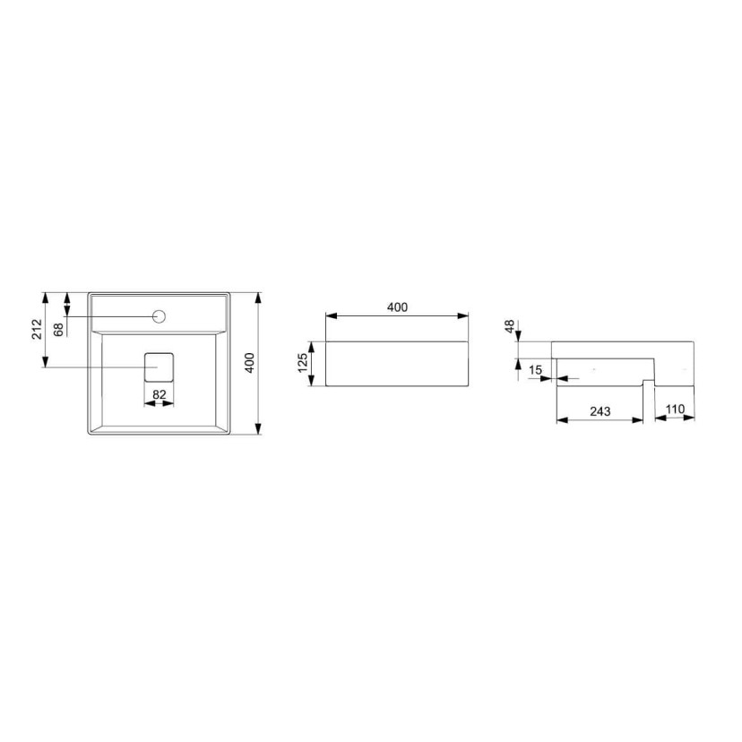Cuba De Semi Encaixe 400X400 Com Mesa T10 Terra A32722P070