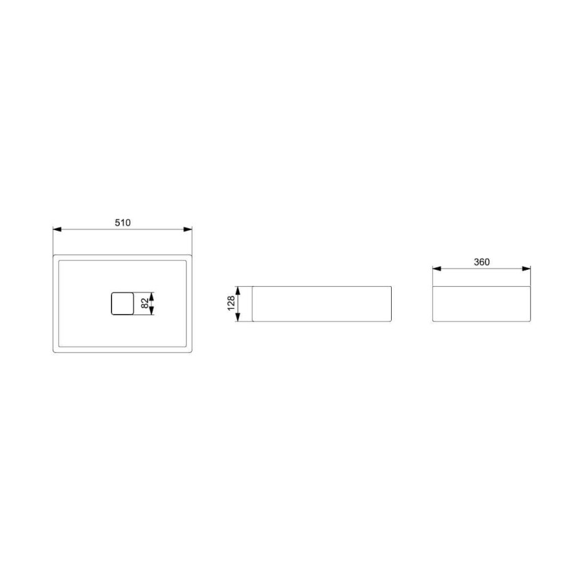 Cuba De Apoio Retangular 510X360 Sem Mesa T6 Terra Branco A32787Z000