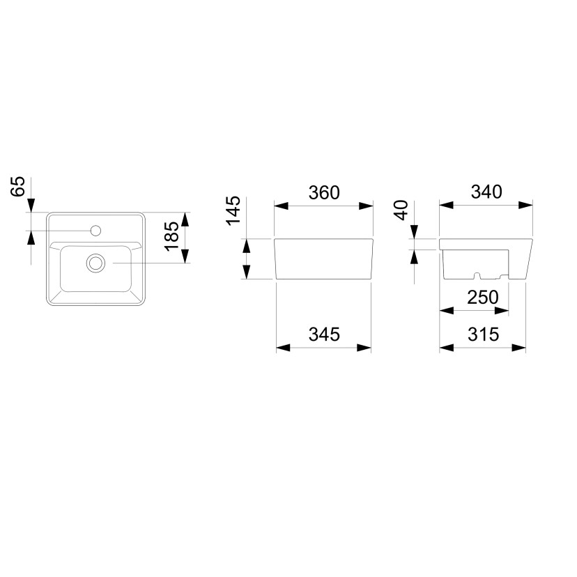 Cuba Semiencaixe com Mesa 360X340 Optica CQ36 Branco A327B1A000
