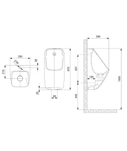 Mictório Rimless Com Entrada Traseira Proton Square Stone A3590JF07B