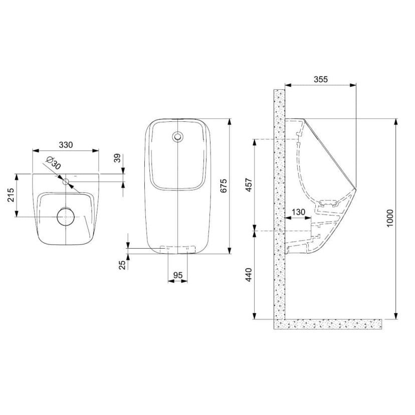 Mictório Rimless Com Entrada Traseira Proton Square A3590JF08B