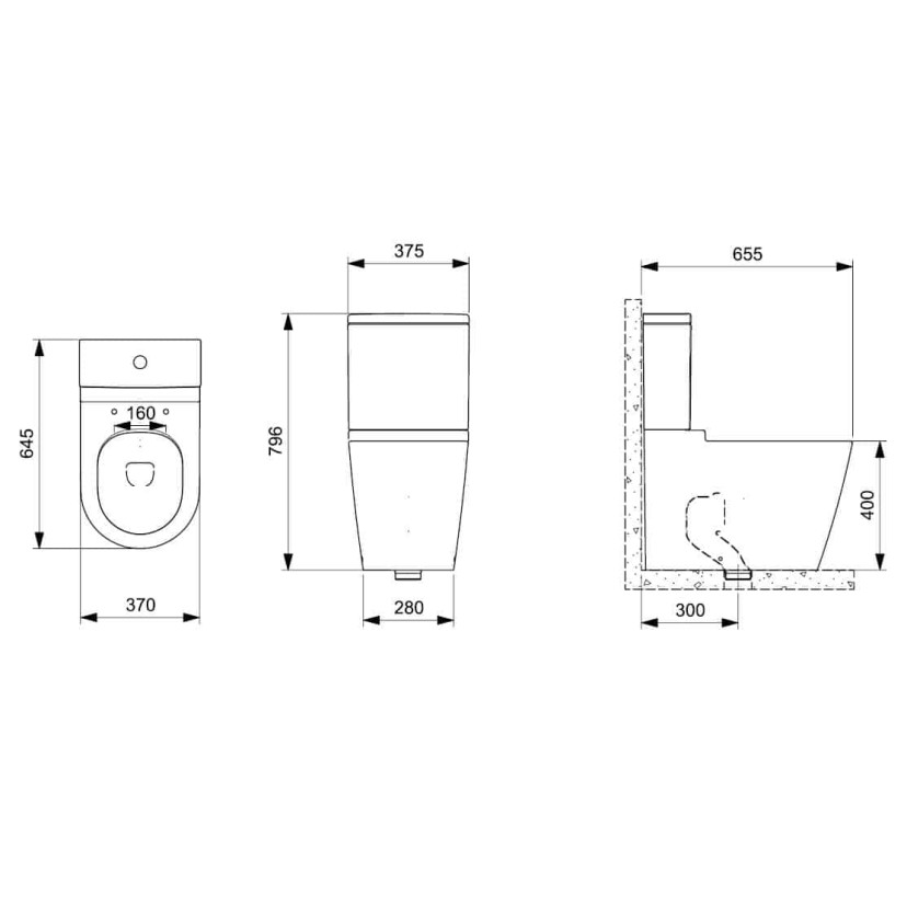 Bacia Para Caixa Com Saída Dual Rimless Round B342526000