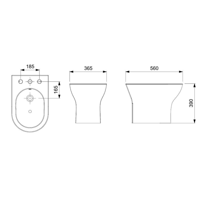 Bidê Com 3 Furos Para Misturador Com Ladrão Nexo B357434001