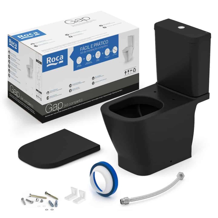 Kit Bacia Com Caixa, Assento Termofixo Com Queda Amortecida E Complementos De Instalação Gap C323723008
