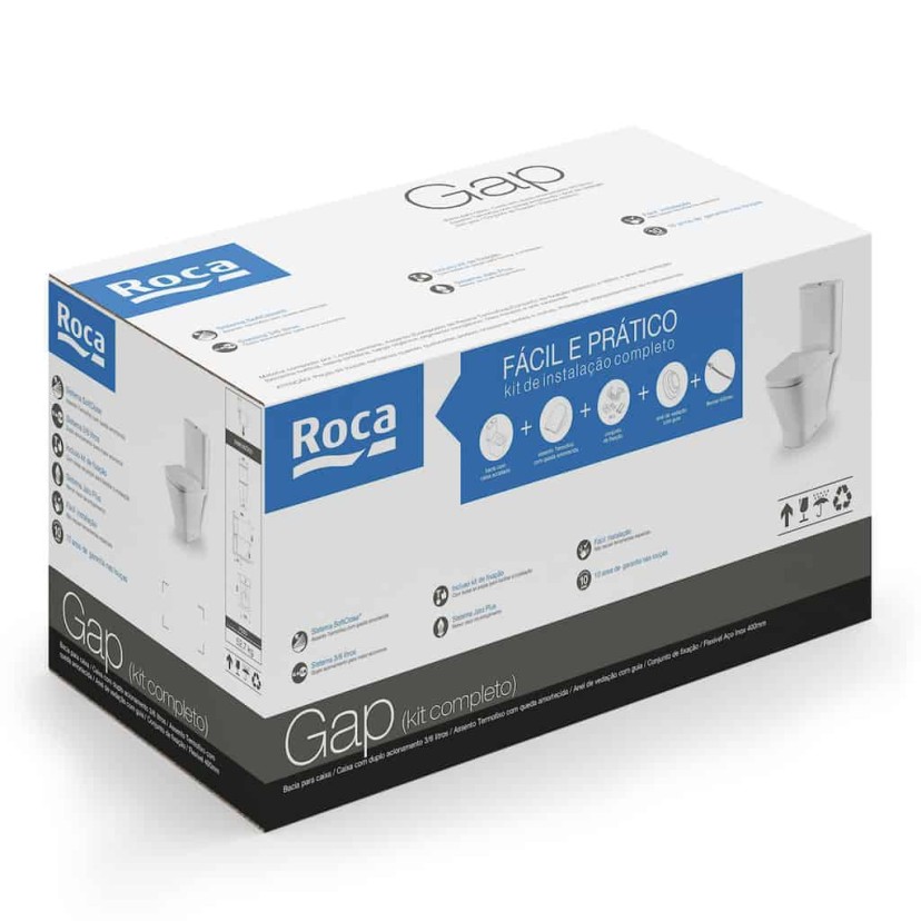 Kit Bacia Com Caixa, Assento Termofixo Com Queda Amortecida E Complementos De Instalação Gap C323723008