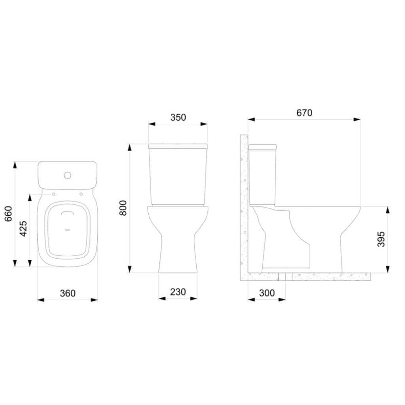 Kit De Bacia Com Caixa Acoplada e Itens De Instalação Square C329723003