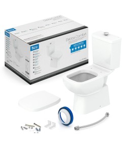 Kit Bacia Com Caixa Com Botão Elevado, Assento Pp E Complementos De Instalação Debba Confort C329723023