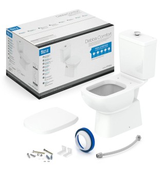 Kit Bacia com Caixa Acoplada E Itens de Instalação Botão Elevado Debba Confort Branco C329723023