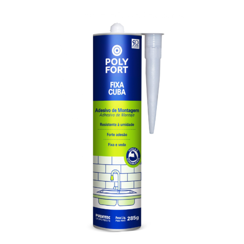 Adesivo Selante Fixa Cuba Polyfort 285g ZA027 Pulvitec