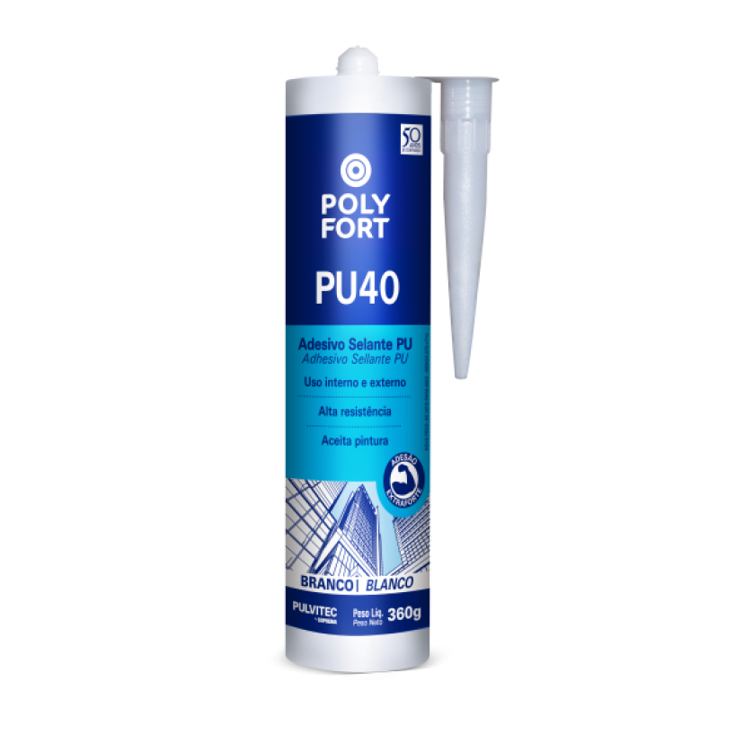 Adesivo Selante PU40 Polyfort Branco 387g PU013 Pulvitec