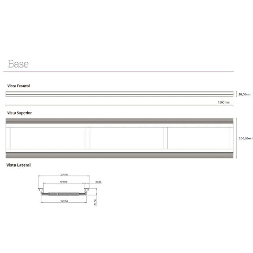 Ralo Linear Elleve Infinity Plus Tampa Oculta C/ Base PVC 130 Cm - 2931