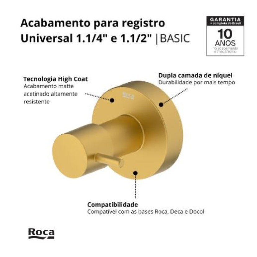 Acabamento De Registro Base Reforma 1.1/4 E 1.1/2 Basic Gold Matte B5050C7R1B