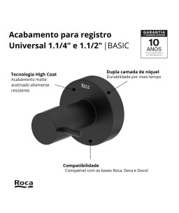 Acabamento De Registro Base Reforma 1.1/4 E 1.1/2 Basic Matt Black B5060C7R0B