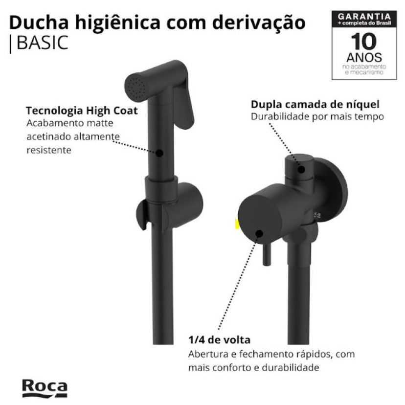 Ducha Higiênica com Derivação Matt Black Roca Basic B5062C7R0B